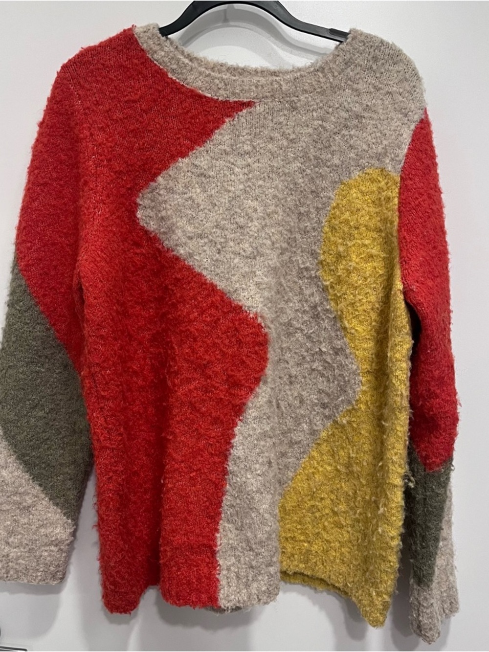 LOGO by‎ Lori Goldstein Sweater Abstract Colorful Wool Blend Large